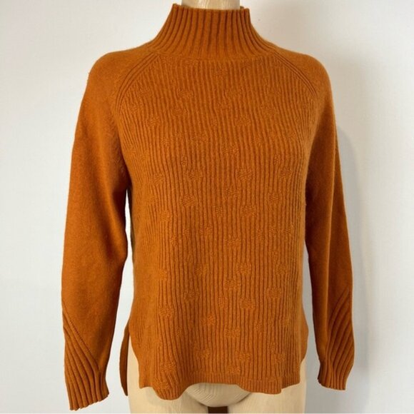 Vintage Sweaters - Mock High Neck Rust Orange Knit Long Sleep Pullover Fall Cozy Sweater Size Small